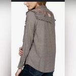 Lucky Brand  embroidered floral ruffle long sleeve snap button down shirt Size S Photo 2