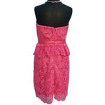 Cache  Coral Peplum Lace Strapless Dress Lined Built in Bra Stretch New NWT $228 Photo 2