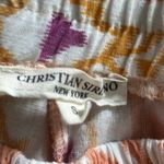 Christian Siriano ikkat print rayon linen pants with pockets Orange Photo 7