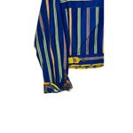 Howard Wolf Women Jacket Vintage Reversible Print Suitcase Glasses Striped Sz.12 Blue Photo 7