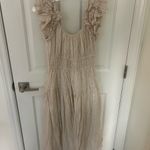 Ulla Johnson  Rissa Ruffle Sleeve Midi Linen Dress In Sand Stripes Photo 6