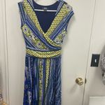 Anthropologie  Maeve Small Tamera surplus cap sleeve blue yellow dress $75 Photo 3