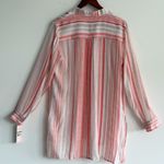 Nanette Lepore  NWT Tangerine Stripe Blouse L Breezy Boho Resort Chic Coastal Photo 6