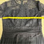 Alex Marie  Lace Chiffon Knee Length Pleated Dress 3/4 Sleeve Navy Women’s Size 6 Photo 4