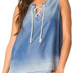 Black Swan  Micah Ombré Lace-Up Denim Top in Blue Size‎ Medium Photo 0