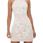Pretty Little Thing NWT  White High Neck Lace Crochet Bodycon Mini Dress 4 Photo 0