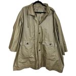 Eskandar Swing Coat Waxed Rain Jacket Detachable Hood Olive Green Sz:1/Small Photo 1