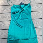 Zaful NWT  green shiny cowl neck mini dress small bodycon cocktail Photo 0