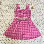 MADDEN NYC crop rhombus tank top and skirt with chain Pink Size M Photo 0