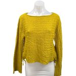 ZARA NEW  Women's Yellow Textured Boat Neck Long Sleeve Boxy Blouse Top Size S Photo 0