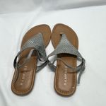 Rampage Silver Sandals with Metallic Straps Jeweled Upper 10M Preowned Photo 3