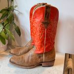 J.B. Dillon Cowboy Western Boots Womens 10 B USA Made Red Tan Leather Square Toe Photo 2