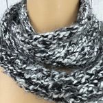 Handmade  skinny knit scarf black white fringe ends Photo 2