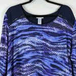 Catherines  Tunic Top Women 2X Blue Printed 3/4 Sleeve Blouse Mature Career Flowy Photo 1