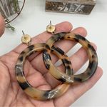 Tortoise Acrylic And Druzy Hoop Circle Earrings Black Photo 5