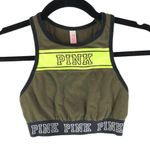 PINK - Victoria's Secret  Crop Sports Bra Racerback Logo Olive Green XS AA-B Photo 0