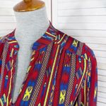 Amanda Uprichard Aztec Native Print Silk Tunic Blouse Red Small Photo 4