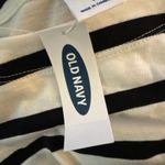 Old Navy  Women’s L Top T Shirt Striped Boat Neck Tie 3/4 Sleeve Nautical Black Photo 3