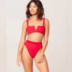 l*space New L* Frenchi Bottom Bitsy Cut High Waist Bikini Pointelle Rib Red Large Photo 2