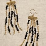 Banana Republic Aureus + Argent Black Spinel Waterfall Chain Link Tassel Golden Brass Earrings Photo 0