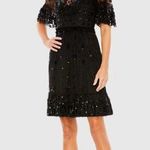 Mac Duggal Black Embellished Illusion High Neck Mini Dress 6 NEW Photo 0