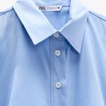 ZARA Blue Ruched Buttoned Slit Midi Dress Photo 4