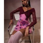 Kimchi Blue Women Lace Shoulder Floral Mini Dress Sz.Med dark Pink Whimsygoth Photo 3