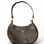 Coach  Harley Hobo Shoulder Bag Brown Signature Canvas Black Leather Trim Gold Photo 0