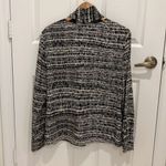 St. John  Pussybow Button Up Blouse Abstract Black and White Size 12 Photo 1