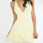 Yellow Mesh Halter Dress Size XS Photo 0