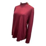 Calvin Klein  Women’s Maroon Mock Neck Sweater w/ Gold Buttons – Size L Photo 4