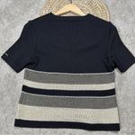 St. John  Sport Wool Blend Santana Knit V-Neck Sweater Shortsleeve Striped Size P Photo 4