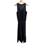 Ramy Brook  Eden Black Midi Dress Sz M Tiered Ring Embellished Smocked Waist‎ Photo 4