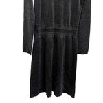 Tory Burch Black Isabelle Wool Metallic Knit Ruffle Neck Sweater Dress Large Photo 4