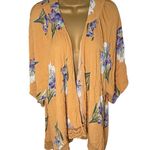 Pinkblush  Floral Kimono Cardigan Crochet Trim Mustard Combo M/L Photo 0