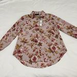 T Tahari Pink Floral Long Sleeve Button Up Blouse Top Sz XS NWT MSRP $68 Photo 0