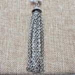 Simply Vera Wang Sliver Tone Glass Bead Natural Stone Tassel Pendant Necklace Silver Photo 5