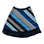 Ann Taylor Gorgeous ‘silky’ skirt knee length lined navy necktie stripe size 4 Photo 2