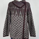 Royal Robbins Gray and Burgundy Cowl Neck Sweater Photo 0