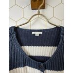 American Eagle  Striped Navy and White Ribbed Knit Cropped Sweater - Size -Small Photo 3