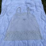 American Eagle Outfitters White Tank Top With Floral Mesh Lace Hem Photo 2