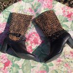 L’Artiste Leather Embossed Flowers Heeled Boots Size 37 Black Photo 0