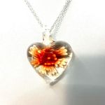 Orange and clear heart Murano glass pendant necklace Photo 3