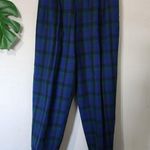 Talbots  Wool Blue Plaid Pleated Front Pants Photo 1