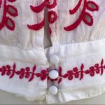 Anthropologie  Vanessa Virginia Embroidered White and Pink Cotton Eyelet Top S Photo 4