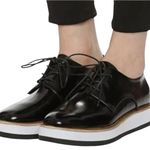 Vince Black Glazed Leather Reed Platform Oxford Lace Up Shoes Sneakers size 8 Photo 0