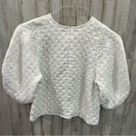 ZARA  Textured Cropped Balloon sleeve White Blouse Oversized Photo 3