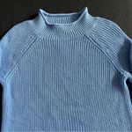Talbots Ribbed Cotton Mockneck Sweater Blue Long Sleeve Size Small Photo 1