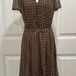 🆕 MSK Brown and White Polka Dot Midi Dress Size 16 Photo 0
