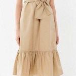 Urban Outfitters NWT  Tan Poplin Ruffle Midi Dress NO BELT  Pockets Photo 0